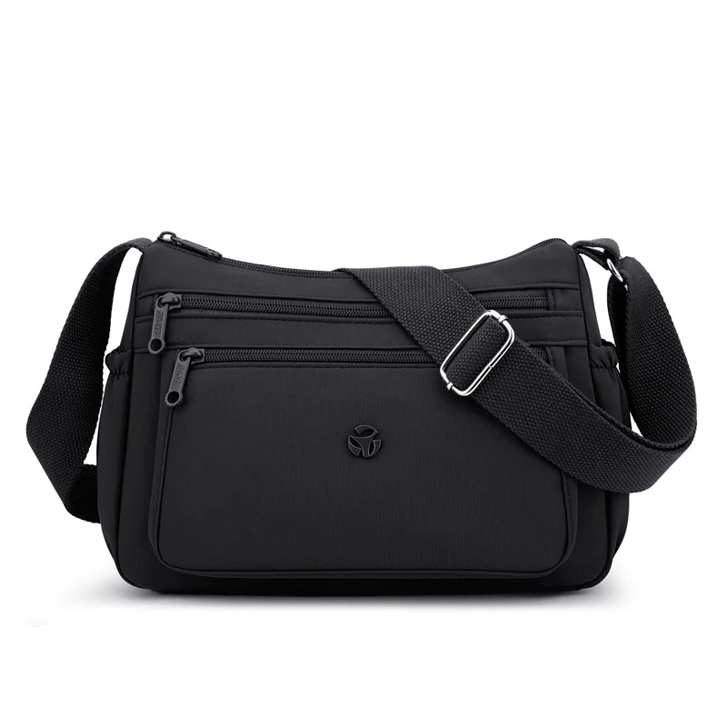 Just Hold A Lot Waterproof Nylon Shoulder Crossbody Bags for Women Messenger Travel Daily Use Bags Suitable for Mothers Shopping Black