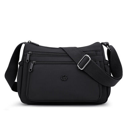 Just Hold A Lot Waterproof Nylon Shoulder Crossbody Bags for Women Messenger Travel Daily Use Bags Suitable for Mothers Shopping Black