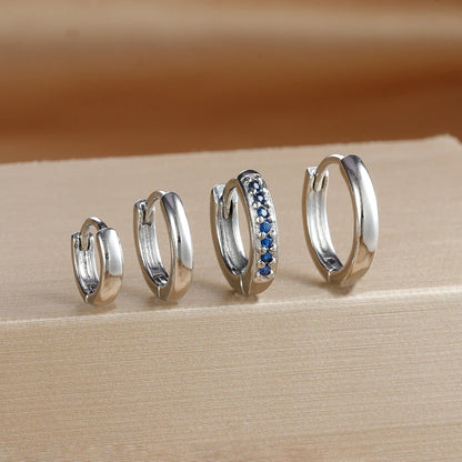 4PCS Set Stainless Steel Huggie Minimal Hoop Earrings 6/8/10mm Crystal Zirconia Helix Tragus Cartilage Earrings Piercing Jewelry Badiee Stylez