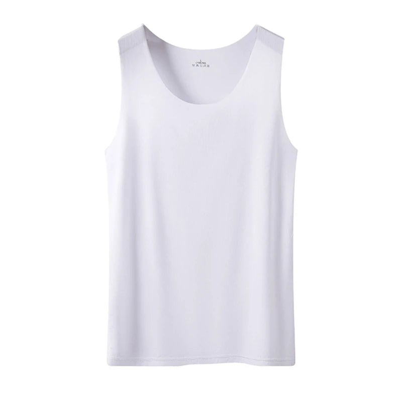 Women Summer Ice Silk Seamless Top Basic Sleeveless O-Neck Racerback Athletic Thin Shirts Plain Solid Color Yoga Quick Dropship White