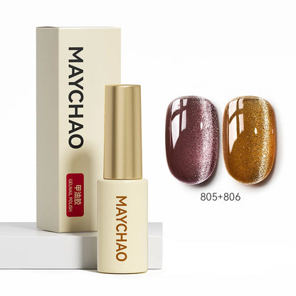 MAYCHAO 5ML Gel Nail Polish 9D Laser Diamond Glitter Cat Eye Gel Semi-Permanent Soak Off UV LED Gel Nail Manicure Tools Nail Art 805And806