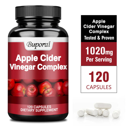 Apple Cider Vinegar - Improves Digestion, Appetite Suppression,Weight Management, Relieves Bloating - 120 Capsules Badiee Stylez