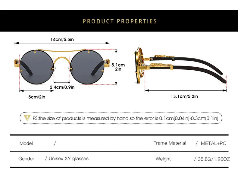 Vintage Round Sunglasses Men Women Luxury Brand Designer Cheetah Metal Casual Eyewear UV400