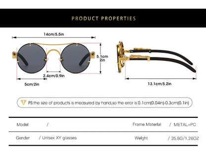 Vintage Round Sunglasses Men Women Luxury Brand Designer Cheetah Metal Casual Eyewear UV400