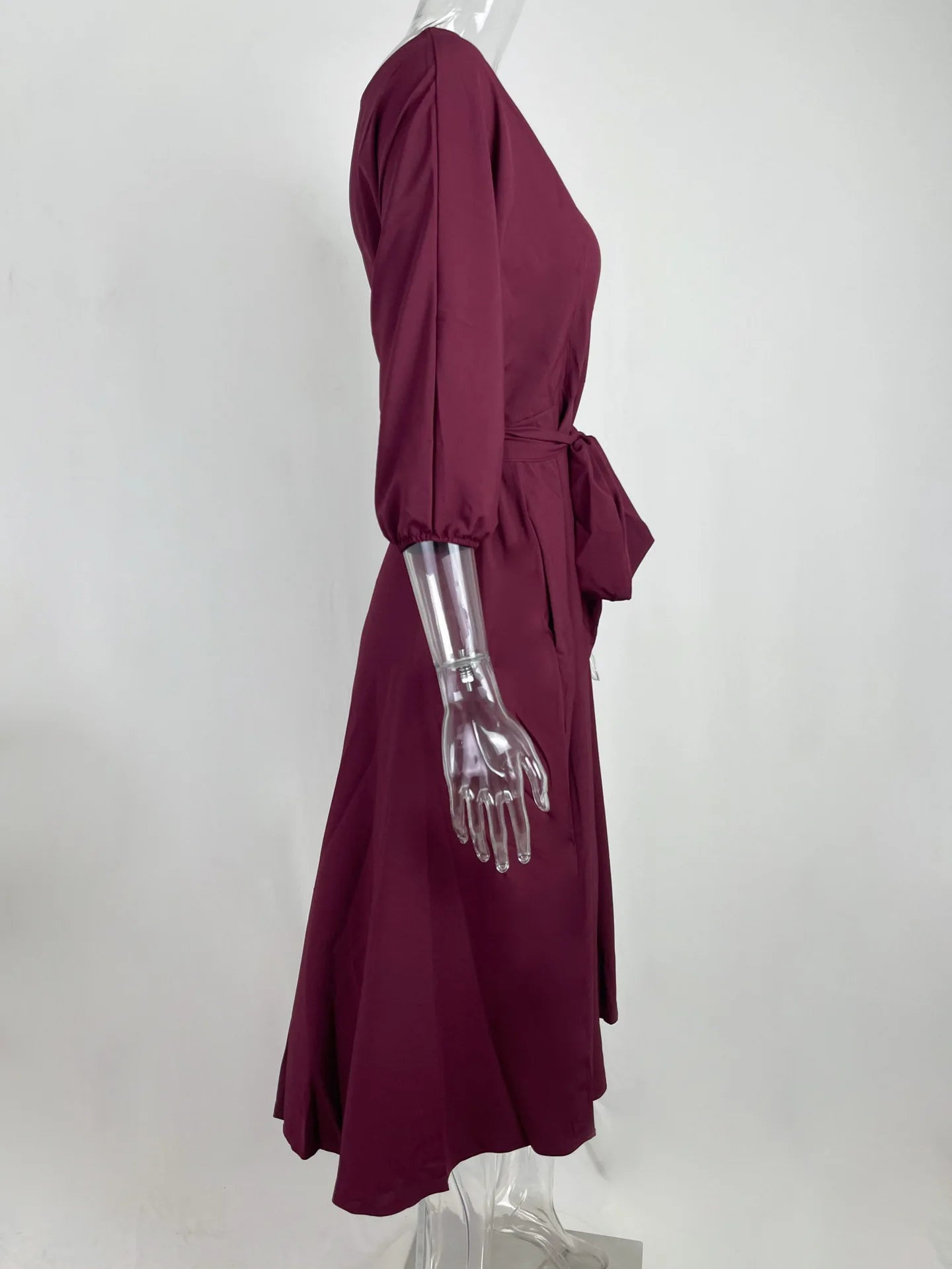 Elegant Women's Spring/Summer Fashion Green Diagonal Neck Middle Sleeve Casual Dress Women's Casual Retro Long Dress s-3XL