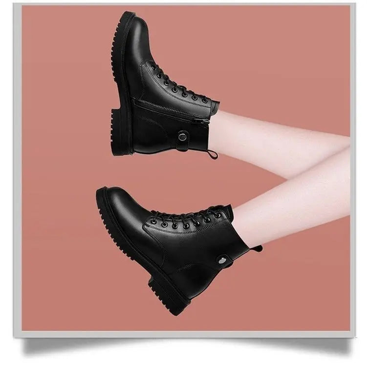 Women new winter black short boots Outdoor non slip walking shoes Casual thick soled Chelsea Boots Fashion comfort shoe Botas De