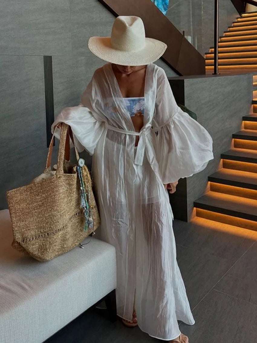 Marthaqiqi Casual Ladies Pajama Set Long Sleeve Nightie Sexy V-Neck Sleepwear Lace Up Nightwear Shorts Loose Home Clothes Female