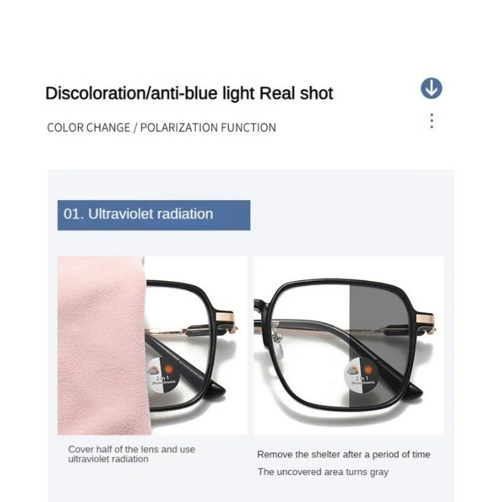 Photochromic Anti Radiation Glasses Metal Eyeglass For Woman Men Badiee Stylez