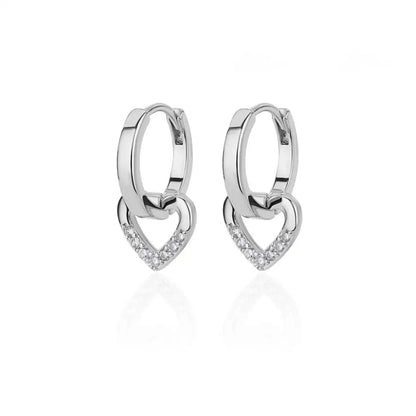 Hollow Heart Earrings for Women Stainless Steel Dangle Drop Earrings 2024 Trend Cubic Zirconia Wedding Couple Ear Jewelry aretes E3124P-12