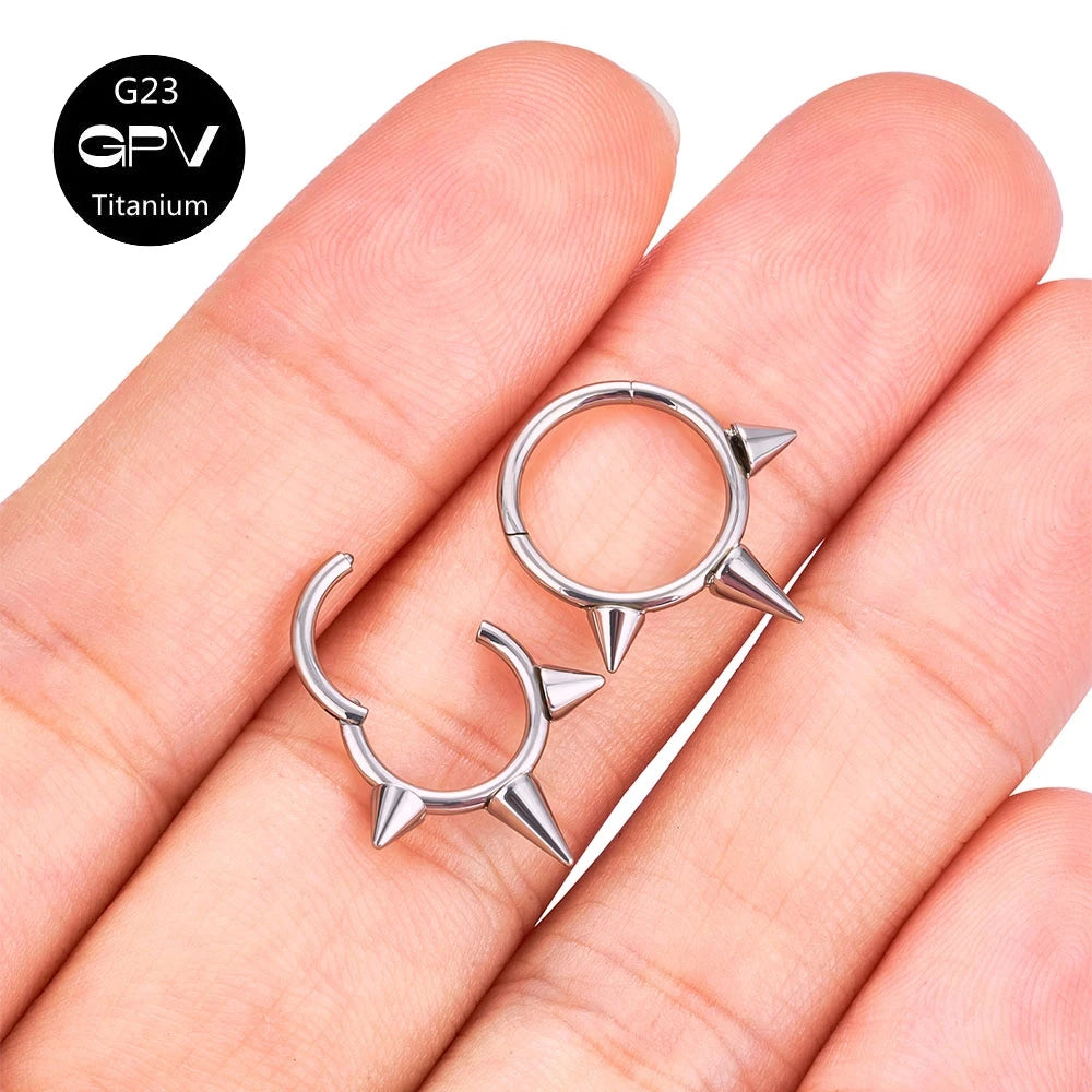 G23 Titanium Nasal Septum Ring Welding Pointed Vertebrae Punk Nasal Ring Puncture Jewelry Men And Women's Earrings