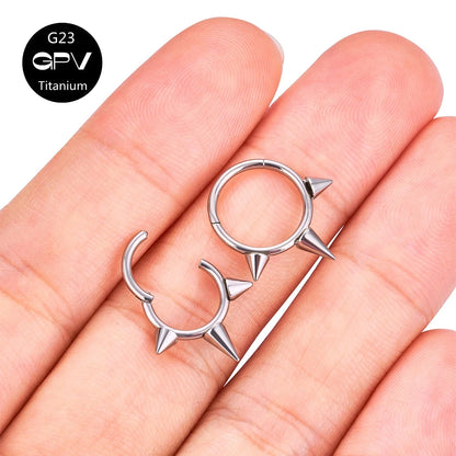 G23 Titanium Nasal Septum Ring Welding Pointed Vertebrae Punk Nasal Ring Puncture Jewelry Men And Women's Earrings