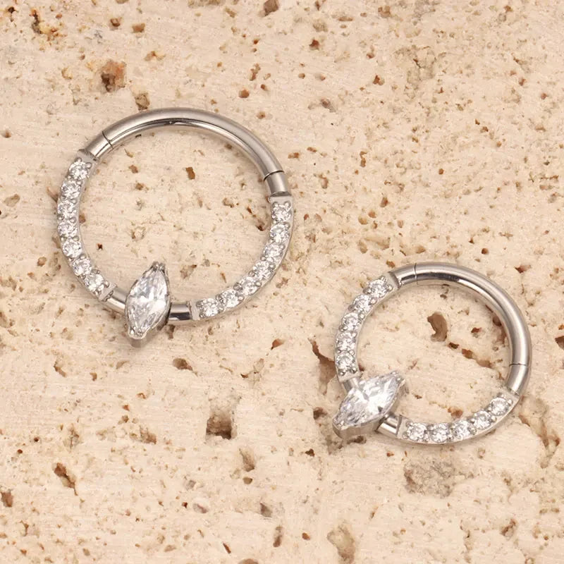 ASTM F136 Titanium Nose Rings Septum Piercing 16G Marquise Earring Helix Daith Piercing Punk Implant Grade Titanium Body Jewelry Badiee Stylez