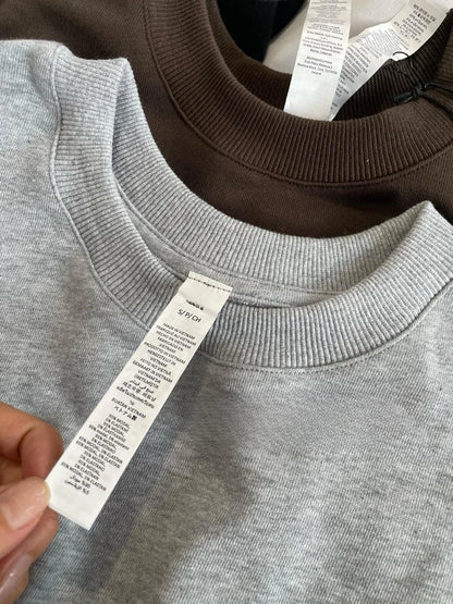 Fashion Trends Solid Long Sleeves Top Spring Black Red Round Neck Sweatshirts Simple Classic Letter Loose Casual Sports Top