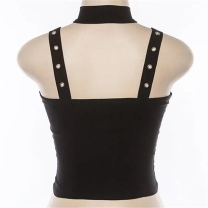 Y2k Dark Punk Gothic Corset Vest Women 2024 High Waist Bandage Crop Tank Tops Streetwear Emo Alt Harajuku Halter Rave Outfits