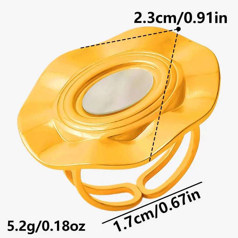 Sea Jewelry Shell Leaf Geometric Round Stainless Steel Rings For Women Men Accessories Open Adjustable Ring Beach Holiday Bagues