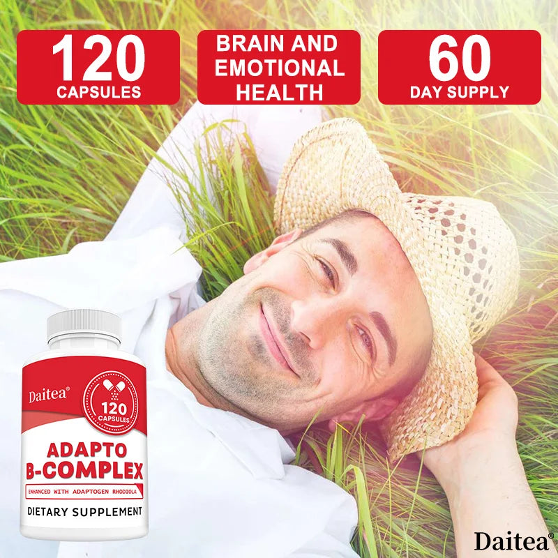 Adapto B Complex - High Potency with 8 B Vitamins, Rhodiola Rosea, and Hawthorn Berry - Supports Mental Energy, Cognition, Mood