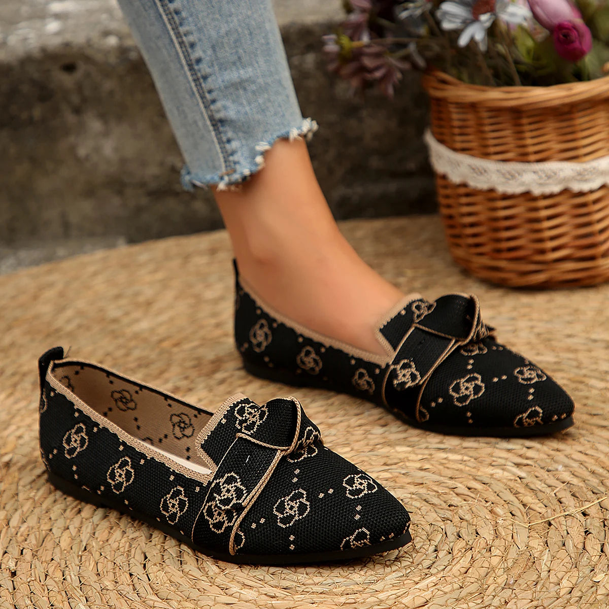Women Flats Loafers Bowknot Pointed Toe Mesh Casual Shoes Comfort Walkers Ladies Light Lace Up Soft Sole Flats Zapatos De Mujer