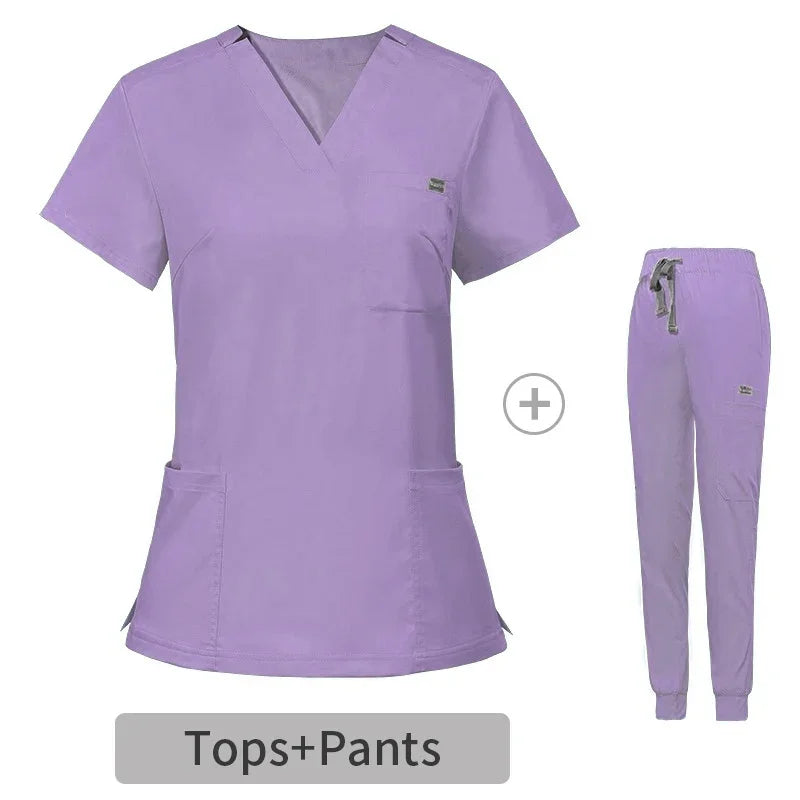 HZMNOI Short Sleeve Nurse Dress Uniform Stylish Female Womens Tie Up Medical Scrubs Nurse Uniform Medical Spa Women Uniforms Badiee Stylez