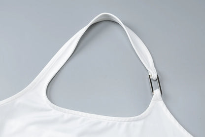 Dulzura Sleeveless Halter Side Slit Top With Button Sexy Casual Tank Party Club Streetwear Women’S Autumn Winter Clothes