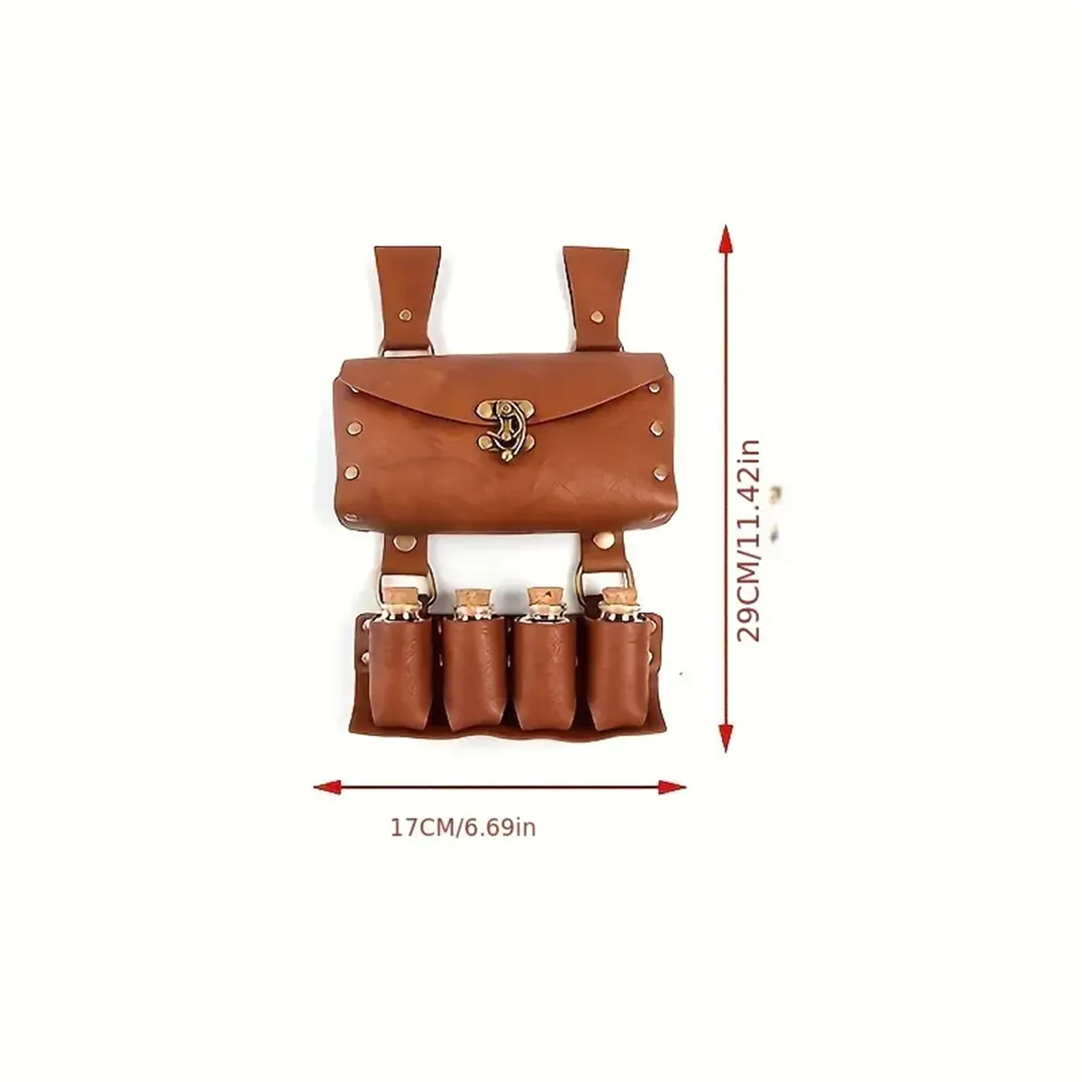 Renaissance Leather Belt Medieval Wizard Alchemy Glass Magic Bottle Cork Bottle Stopper Copper Coin Waist Bag Cosplay Belt Badiee Stylez
