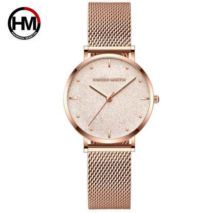 2025 New Women's Luxury Watch Matte Dial Japanese Quartz Movement Stainless Steel Mesh Strap Hannah Martin Brand Original Watch MS36-MJ-WFF