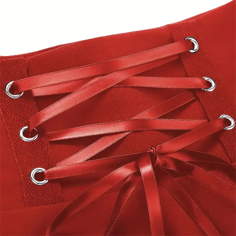 Halloween Mall Goth Skirt Women Harajuku Y2k E-girl High Waist Bandage Black Mini Skirt Dark Gothic Punk Club Wear Streetwear Badiee Stylez