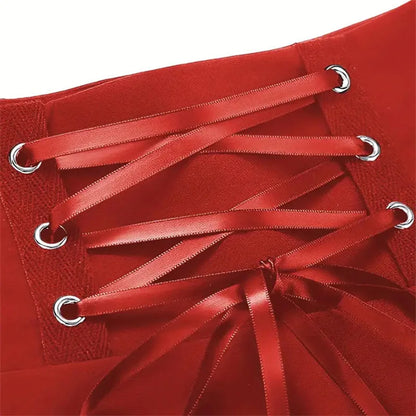 Halloween Mall Goth Skirt Women Harajuku Y2k E-girl High Waist Bandage Black Mini Skirt Dark Gothic Punk Club Wear Streetwear Badiee Stylez