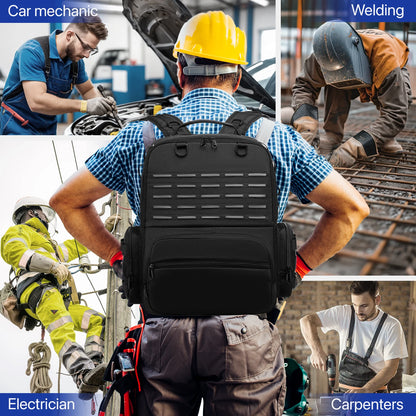 Tool Backpack Heavy Duty for Men Tool Storage With 3 Tool Pouches Organizer Electrician Plumber Maintenance Worker Tool Bags