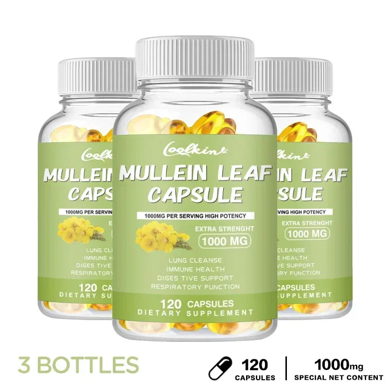 Mullein Leaf - Clear Lungs and Detoxify, Breathe Healthily, Relieve Headaches Supplement 120 Capsule-3bottles