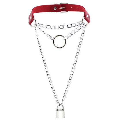 Punk Red Choker Necklace PU Leather Sexy Spiked Neck Strap Clavicle Collar Men Necklaces Hollween Women Y2K Jeweley Gift P099 red