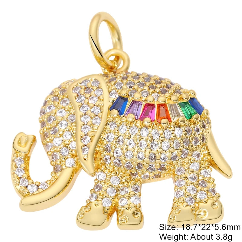 Juya Handmade Luxury Rainbow Zirconia 18K Gold Plated Decoration Snake Charms For DIY Fashion Talisman Jewelry Making Supplies Gold 12 CHINA