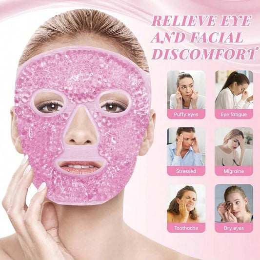 Facial and Eye Mask Ice Pack - Reduces facial puffiness, dark circles. Gel bead-shaped hot and cold packs for facial care before Badiee Stylez