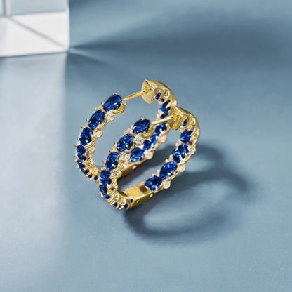 Huitan Luxury Trendy Pink/Green/Blue/Yellow CZ Hoop Earrings for Women Silver Color/Gold Color Hot Trendy Girls Jewelry Dropship