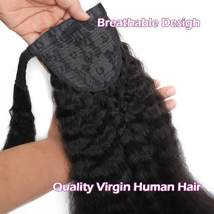 100G Ponytail Human Hair Extensions Straight Wrap Around Horsetail 100% Remy Human Hair 10"-32" Ponytail Extension for Women