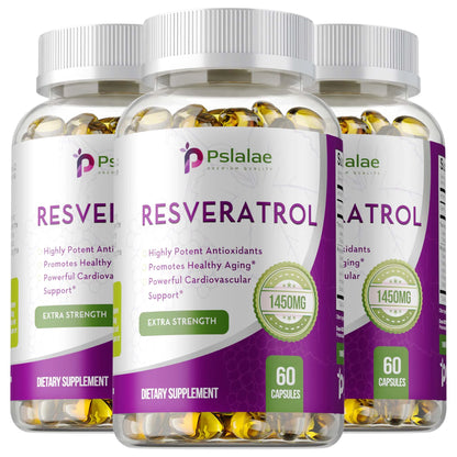 Resveratrol Extract - Helps Support Cardiovascular Health, Promotes Skin Radiance, and Antioxidants 60 Capsule-3bottles