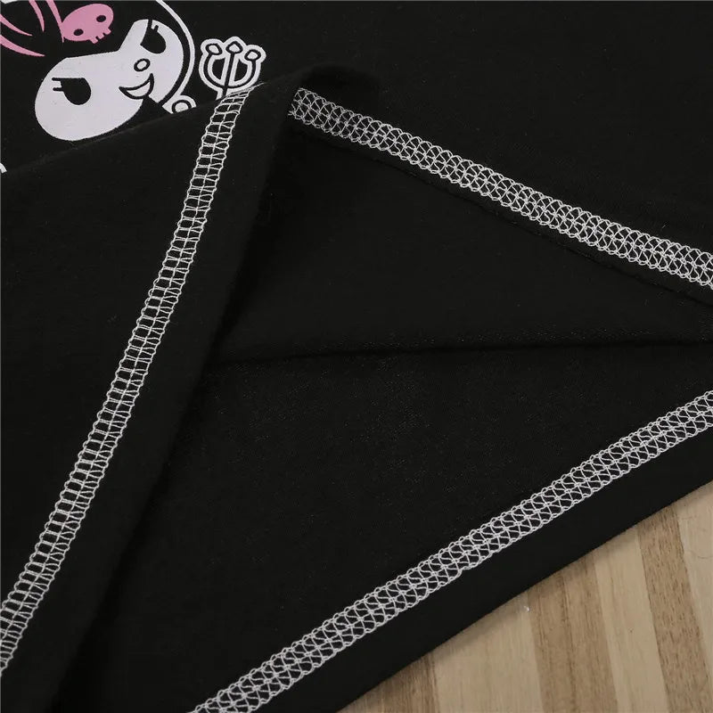 Gothic Graphic Printed T-Shirt For Ladies Harajuku Short Sleeve Crop Top Angels And Demons Print Tee Tops Women