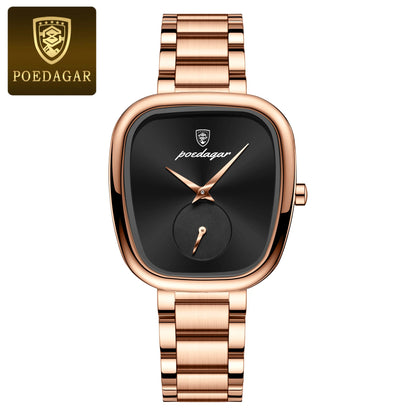POEDAGAR Luxury Watch for Woman Waterproof Stainless Steel Quartz Ladies Watch High Quality Women's Watches Elegant Female Clock 783 Rose Gold Black