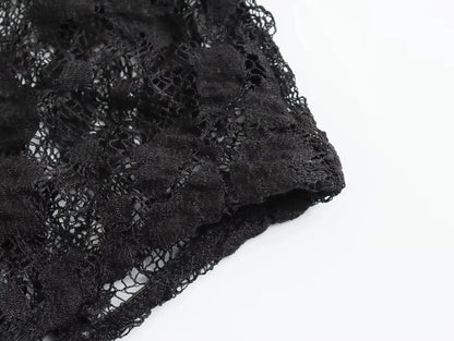 TRAFZA Summer Lace Jumpsuits For Women Fashion New Long Sleeves Hollow Out Slim Onesies Female Chic Wild Women's Bodysuits