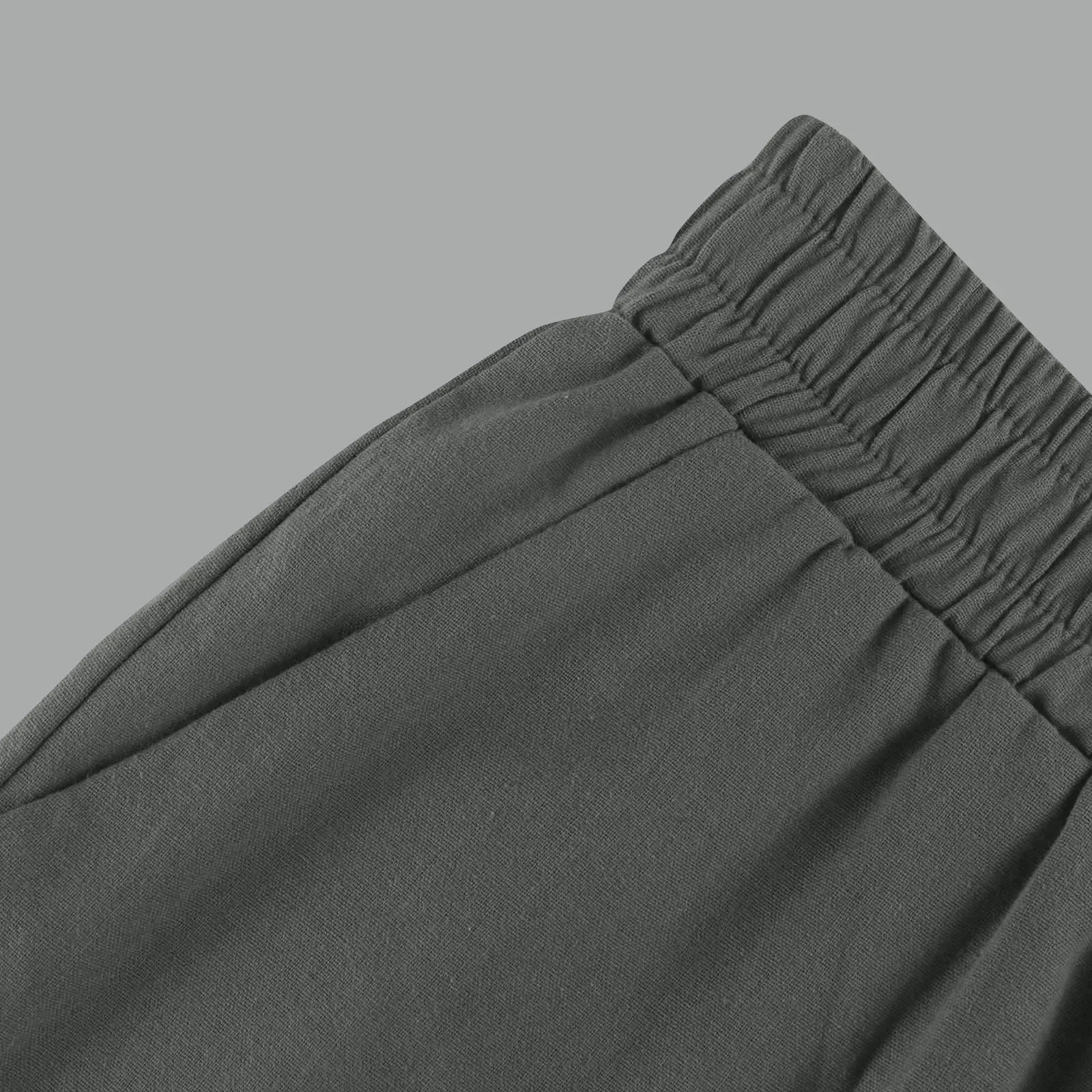 Womens Capris Cotton Linen Pants Drawstring Elastic Waist Pants Casual Cropped Trousers Daily Breeches Five Half Pants Pantalone