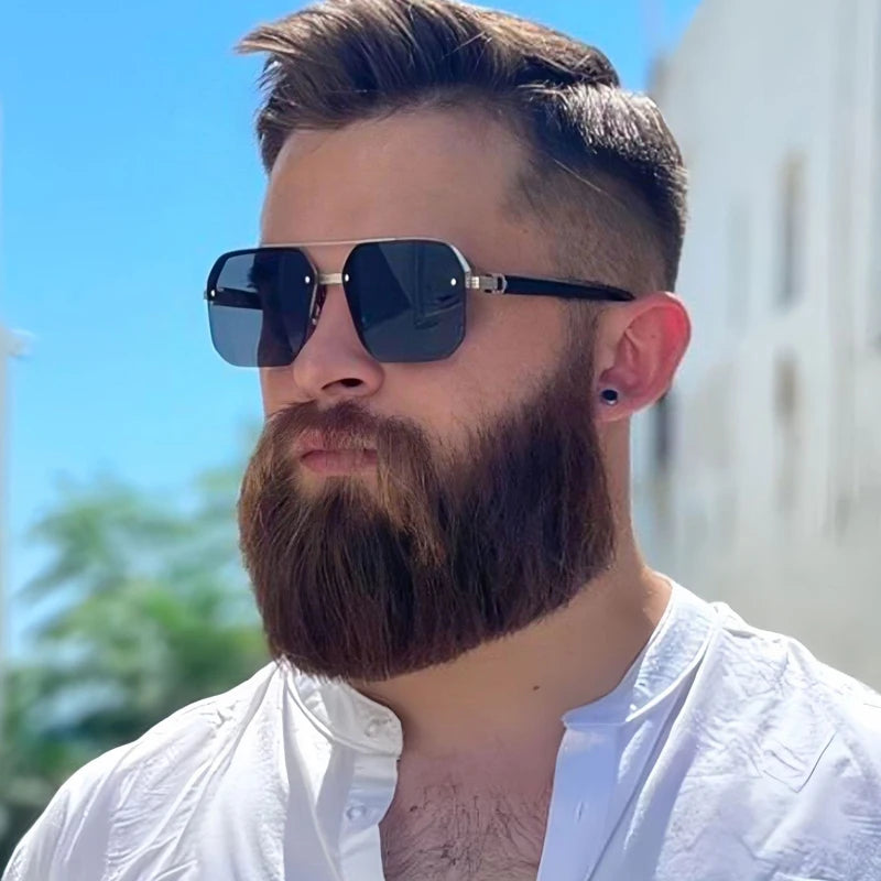 Fashion Half Frame Sunglasses Men Women Classic Big Business Sun Glasses Male Trendy Driving Shades