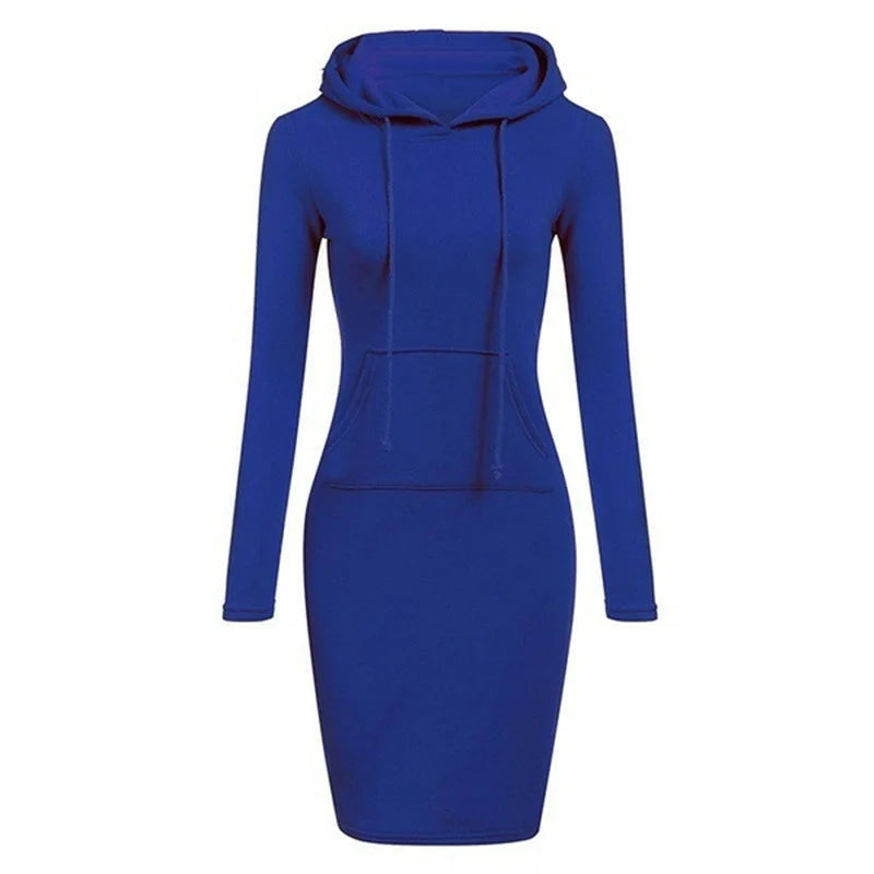 Fashion Sweatshirt Dresses Women's Pocket Hooded Casual Dresses Mini Dresses Badiee Stylez