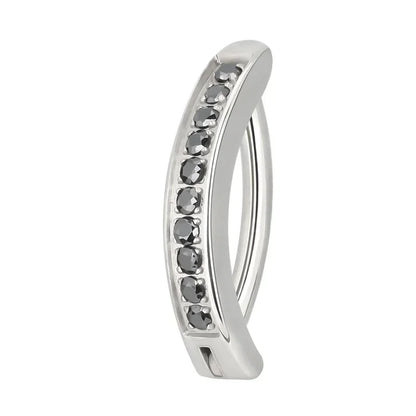 ASTM F136 Titanium PIERC Reverse Curved Clicker Navel Barbell Shiny CZ Sexy Belly Button Rings Bellybutton Sexy Piercing Jewelry TB-1266-Black CHINA