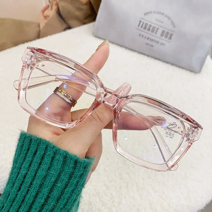 2024 Oversized Square Glasses Anti Blue Light Glasses Large Frame Myopia Glasses Flat Light Glasses Transparent Eyeglasses Badiee Stylez