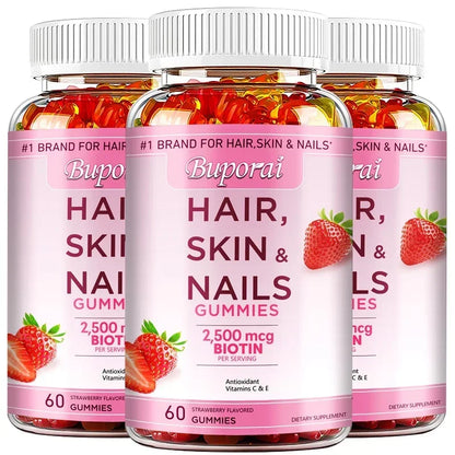 Hair, Skin and Nails Gummies - Supports Skin Care, Nails, Hair, Antioxidants and The Immune System, AntioxidantSupplements 60 Gummies-3bottles