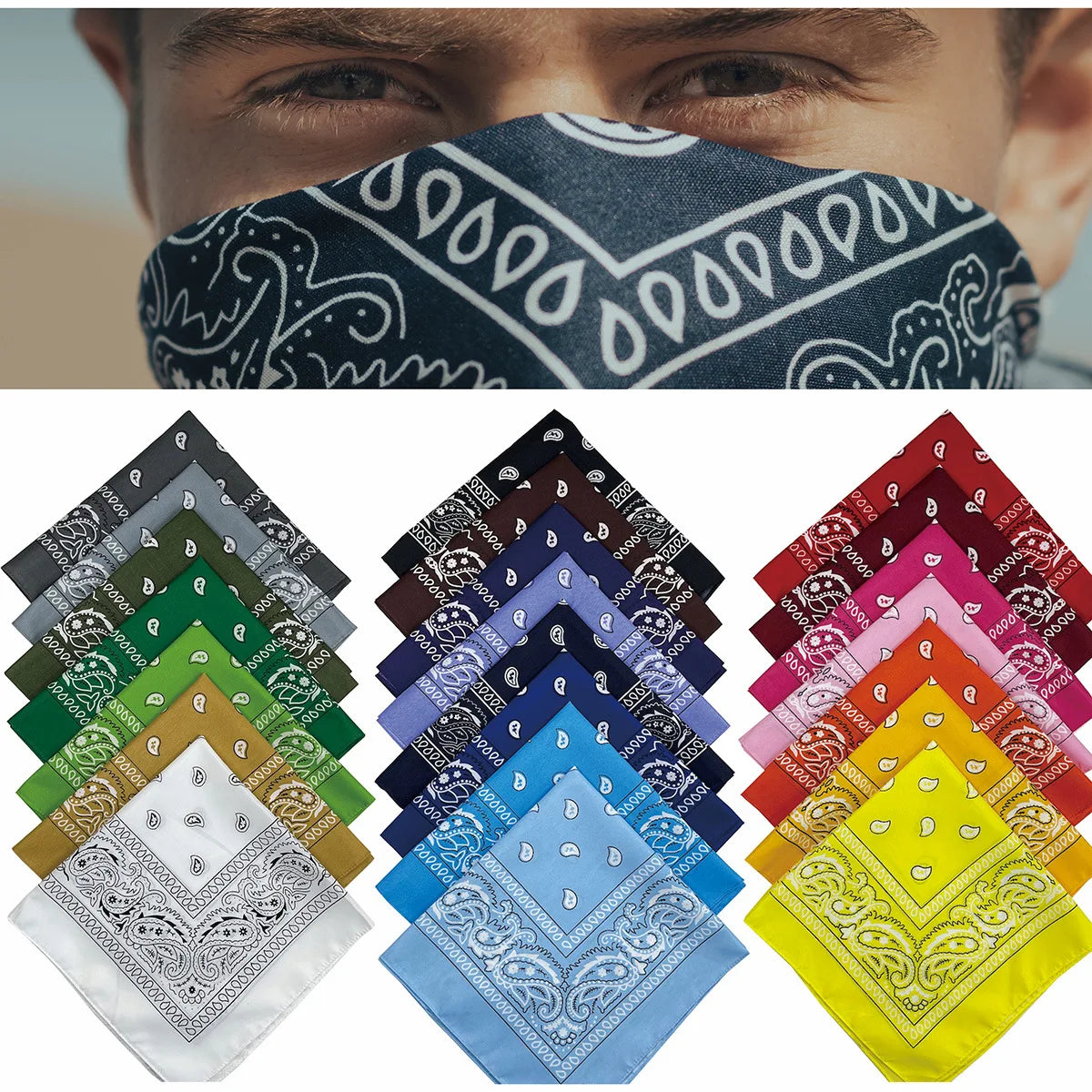 Outdoor Cycling 53cm Cotton Square Scarf Women Men Paisley Print HipHop Bandanas Scarves Headband Handkerchief Hair Mask Badiee Stylez