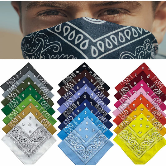 Outdoor Cycling 53cm Cotton Square Scarf Women Men Paisley Print HipHop Bandanas Scarves Headband Handkerchief Hair Mask Badiee Stylez