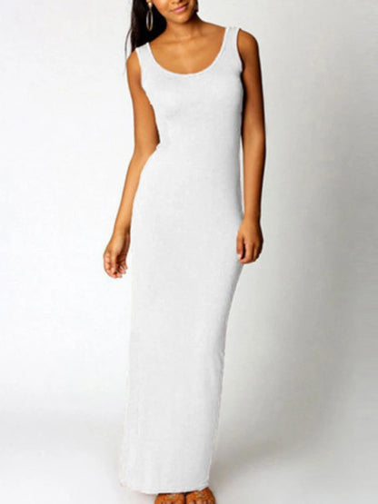 Sexy Solid Color Slim Bodycon Long Maxi Dress Women Elegant Sleeveless Skinny Dress Club Party Vestidos Badiee Stylez