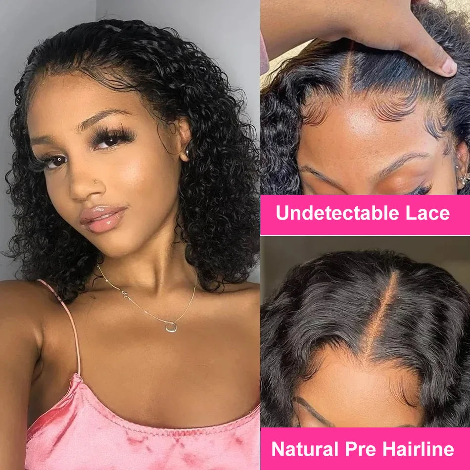 Short Bob Deep Wave Lace Frontal Wig PrePlucked 13x4 13x6 Lace Front Wig Peruvian Curly Human Hair Bob Wigs For Women and Girls Badiee Stylez