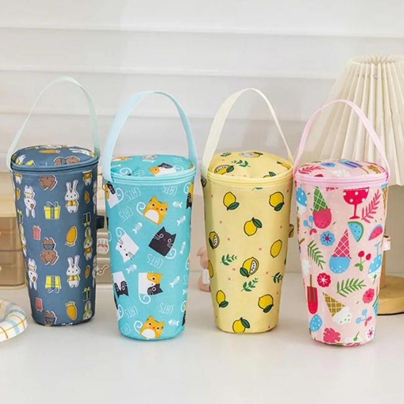 Portable Milk Tea Tote Bag Heat Preservation Bag Carrying Insulated Cup Cover Umbrella Bag Handbag Camping Drinkware Accessories 4 color