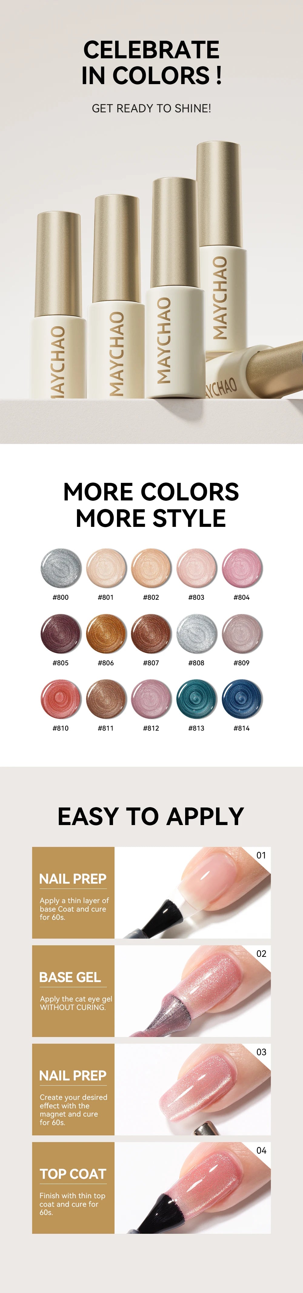 MAYCHAO 5ML Gel Nail Polish 9D Laser Diamond Glitter Cat Eye Gel Semi-Permanent Soak Off UV LED Gel Nail Manicure Tools Nail Art